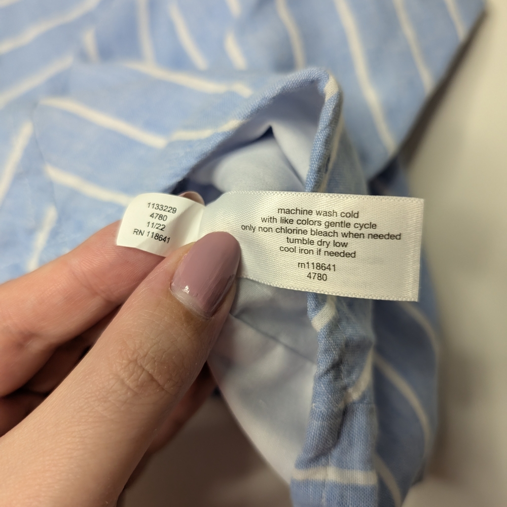 Blue and White Striped Women's Top - Picture 5 of 10